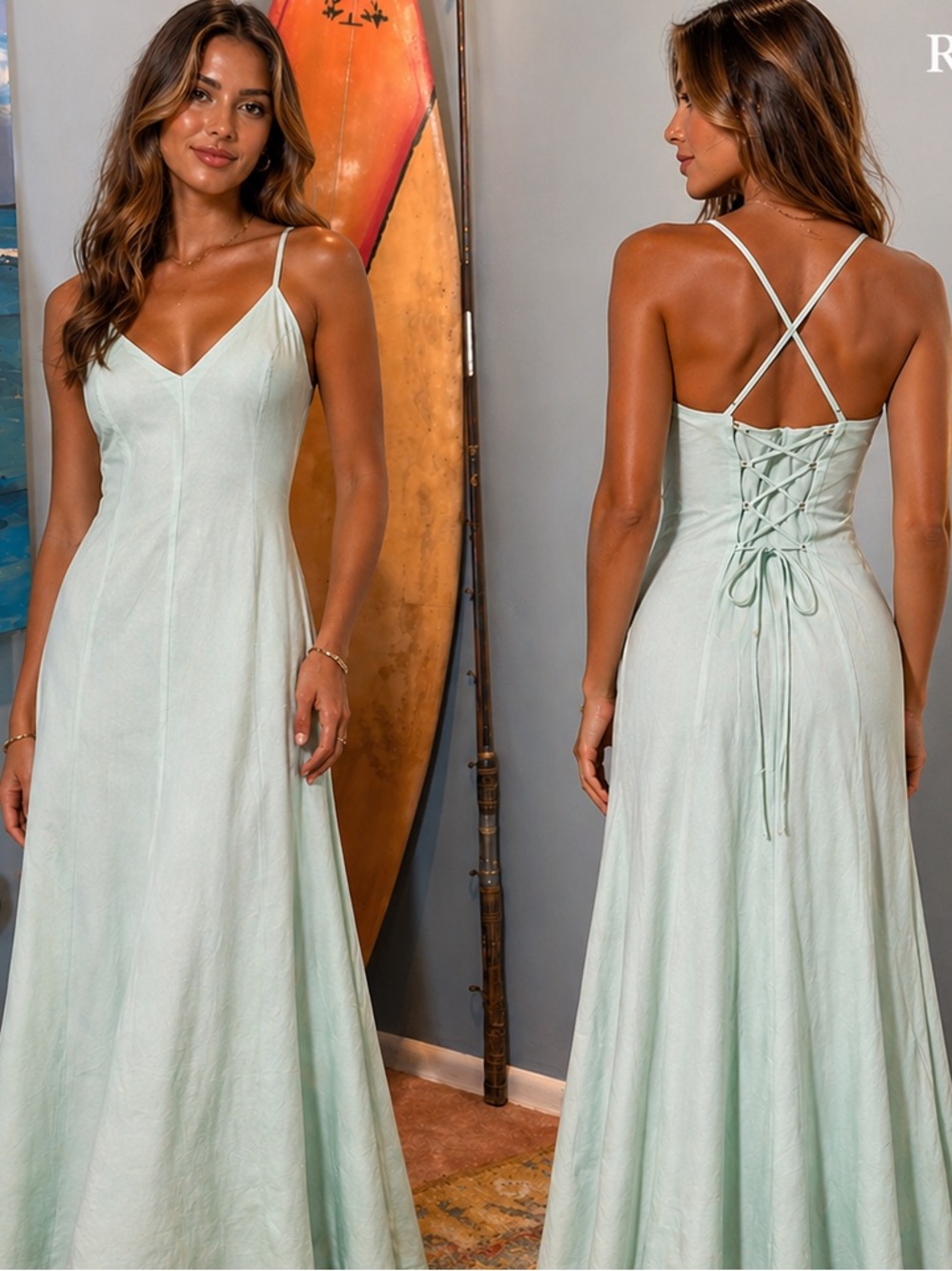🍈Renato Nucci Paris, Stunning Corseted Back Maxi Dress,Amazing Full Bottom, 6
